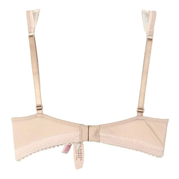 New Victorias Secret Unlined Demi Bra Lace Trim Sheer Stretch Nude Beige - Picture 2 of 4